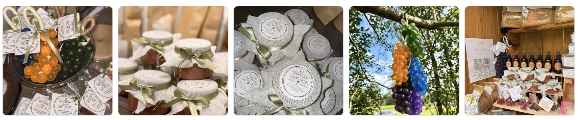 A collection of handmade soaps from the JuliaVelvetCo studio